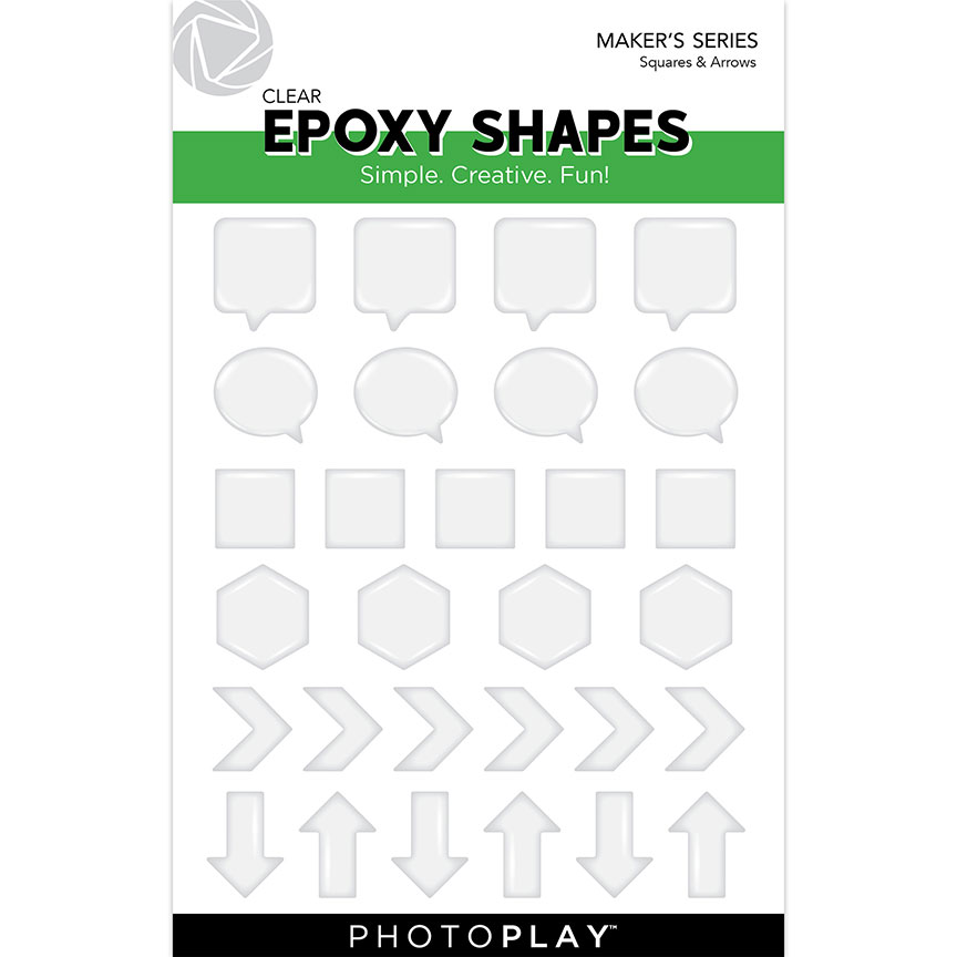 Photo Play Clear Epoxy Shapes Squares & Word Bubbles Without Die