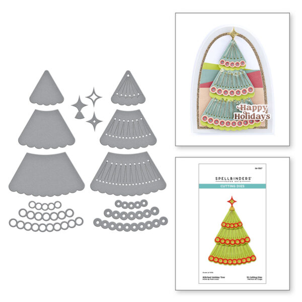 Spellbinders Stitched Holiday Tree Etched Dies From the Stitched Bright Collection