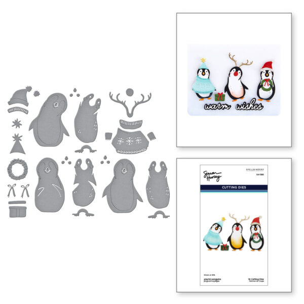 Spellbinders Playful Penguins Etched Dies From the Let It Snow Collection By Simon Hurley