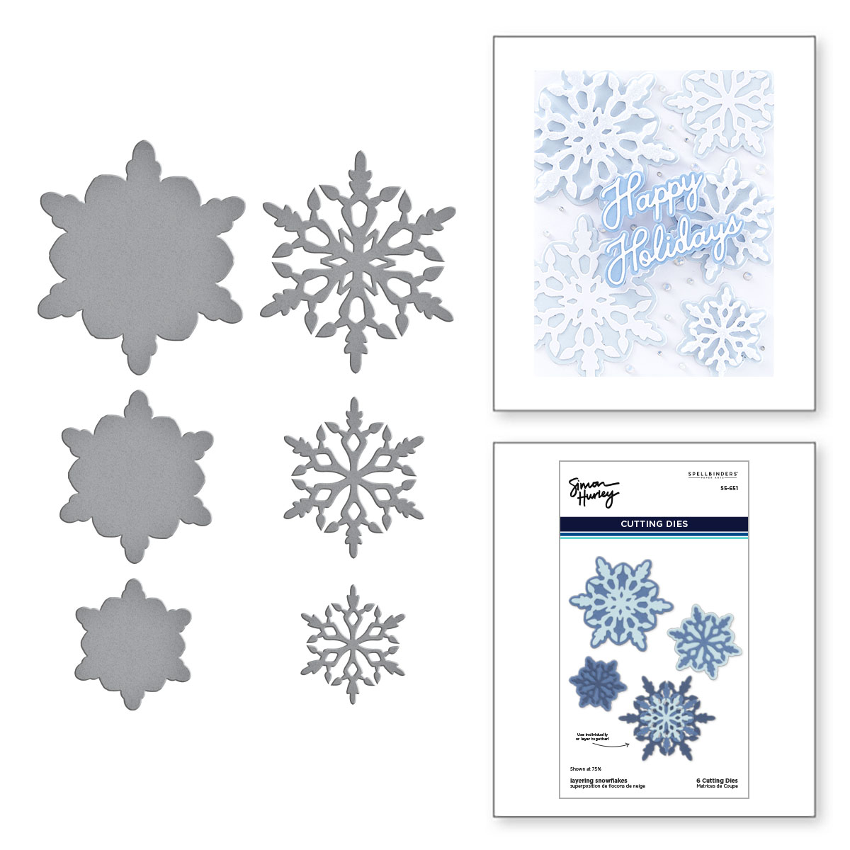 Spellbinders Layering Snowflakes Etched Dies From the Let It Snow Collection By Simon Hurley