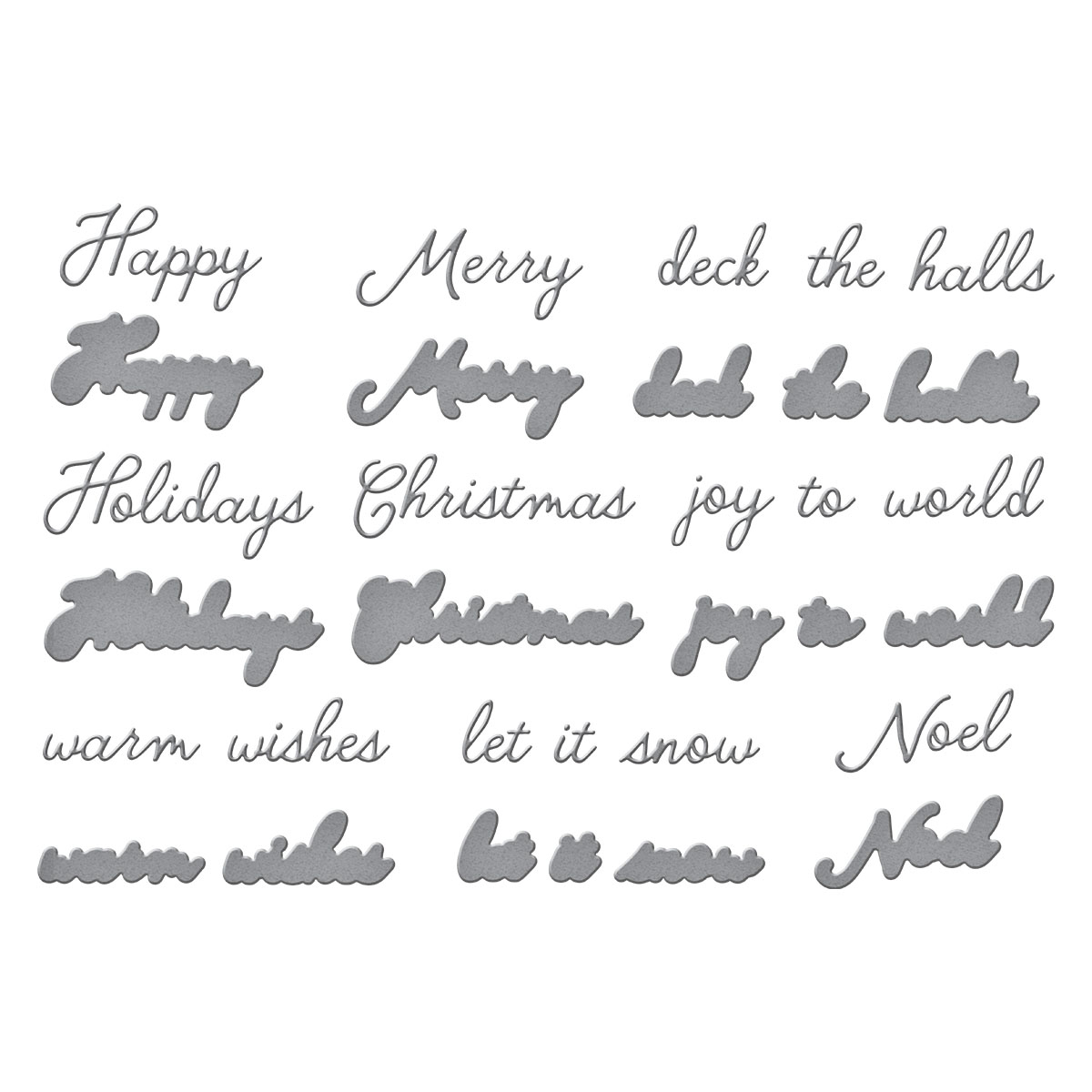 Spellbinders Handwritten Holiday Sentiments Etched Dies From the Let It Snow Collection By Simon Hurley