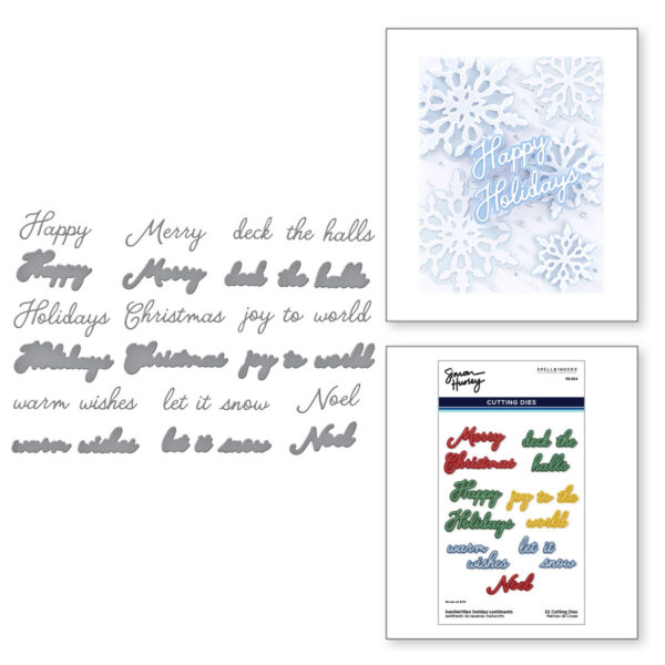 Spellbinders Handwritten Holiday Sentiments Etched Dies From the Let It Snow Collection By Simon Hurley