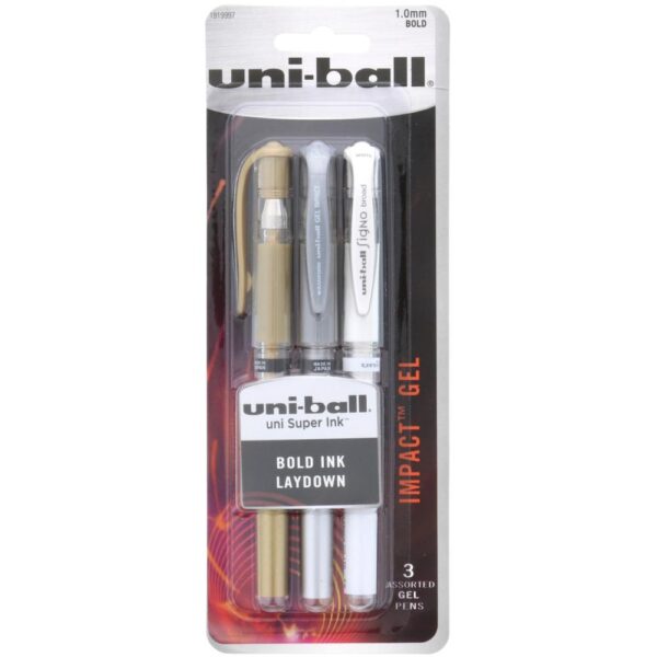 UNIBALL GEL IMPACT GOLD SILVER WHITE