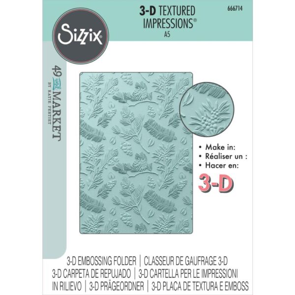 Sizzix 3D Textured Impressions A5 Embossing Folder – Pines By 49 and Market