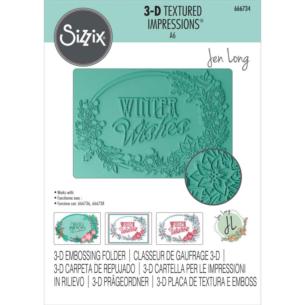 Sizzix 3-D Textured Impressions Embossing Folder -Winter Wishes By Jen Long