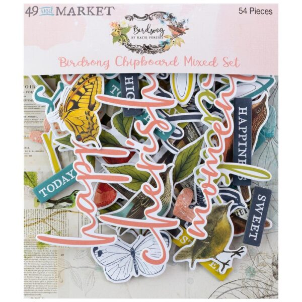 49 & MARKET DIE CUTS BIRDSONG CHIPBOARD MIXED SET