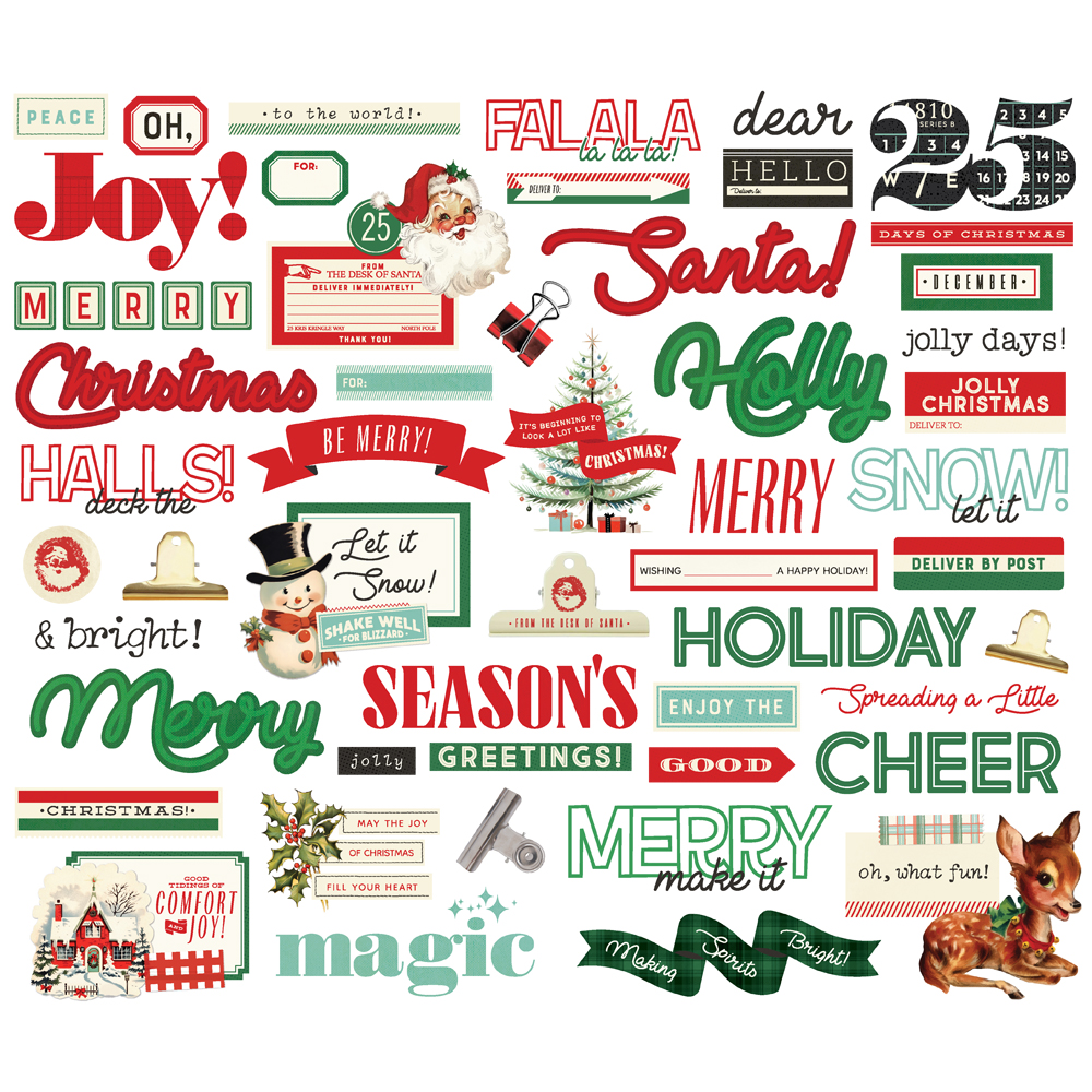 Simple Stories Simple Vintage Holly Jolly Sentiment Bits & Pieces