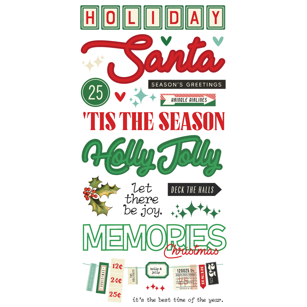 Simple Stories Simple Vintage Holly Jolly Foam Stickers