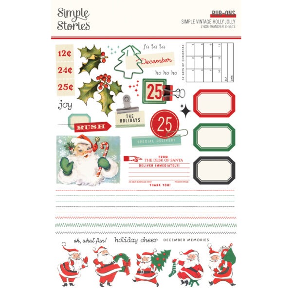 Simple Stories Simple Vintage Holly Jolly Rub Ons