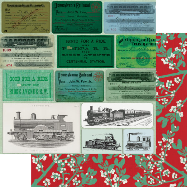 Fancy Pants North Pole Express 12X12 Railroad Mistletoe