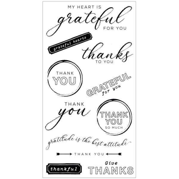 Sizzix Clear Stamps Set 11PK w/4PK Framelits Die Set – Thankful Sentiments By 49 and Market