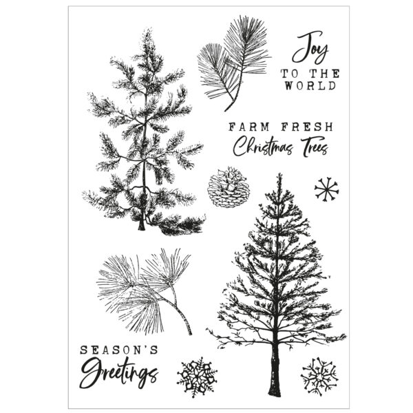 Sizzix A5 Clear Stamps Set 11PK w/8PK Framelits Die Set – Pine Holidays By 49 and Market