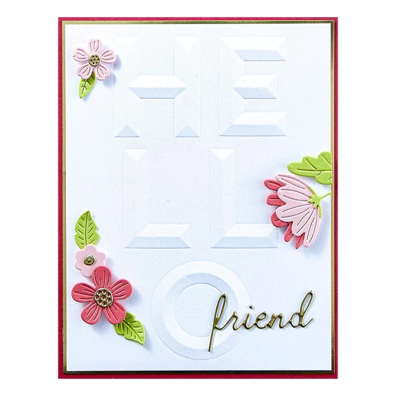 SPELLBINDERS 3D EMBOSS FOLD BEVELED HELLO