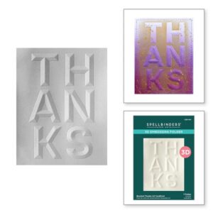 SPELLBINDERS 3D EMBOSS FOLD BEVELED THANK YOU