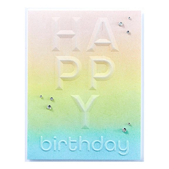 SPELLBINDERS 3D EMBOSS FOLD BEVELED HAPPY BIRTHDAY