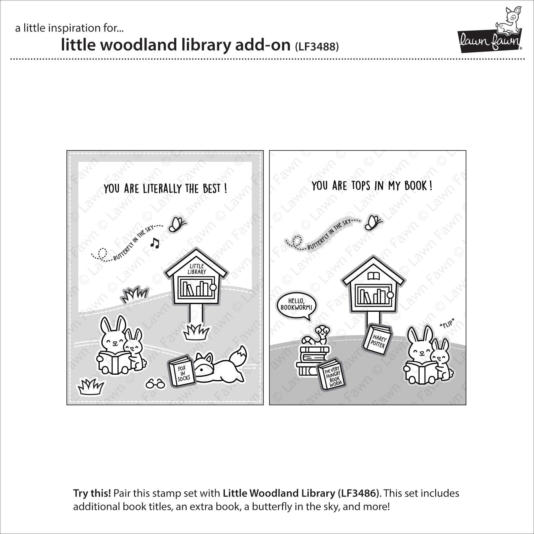 Lawn Fawn Stamp Little Woodland Library Add-on