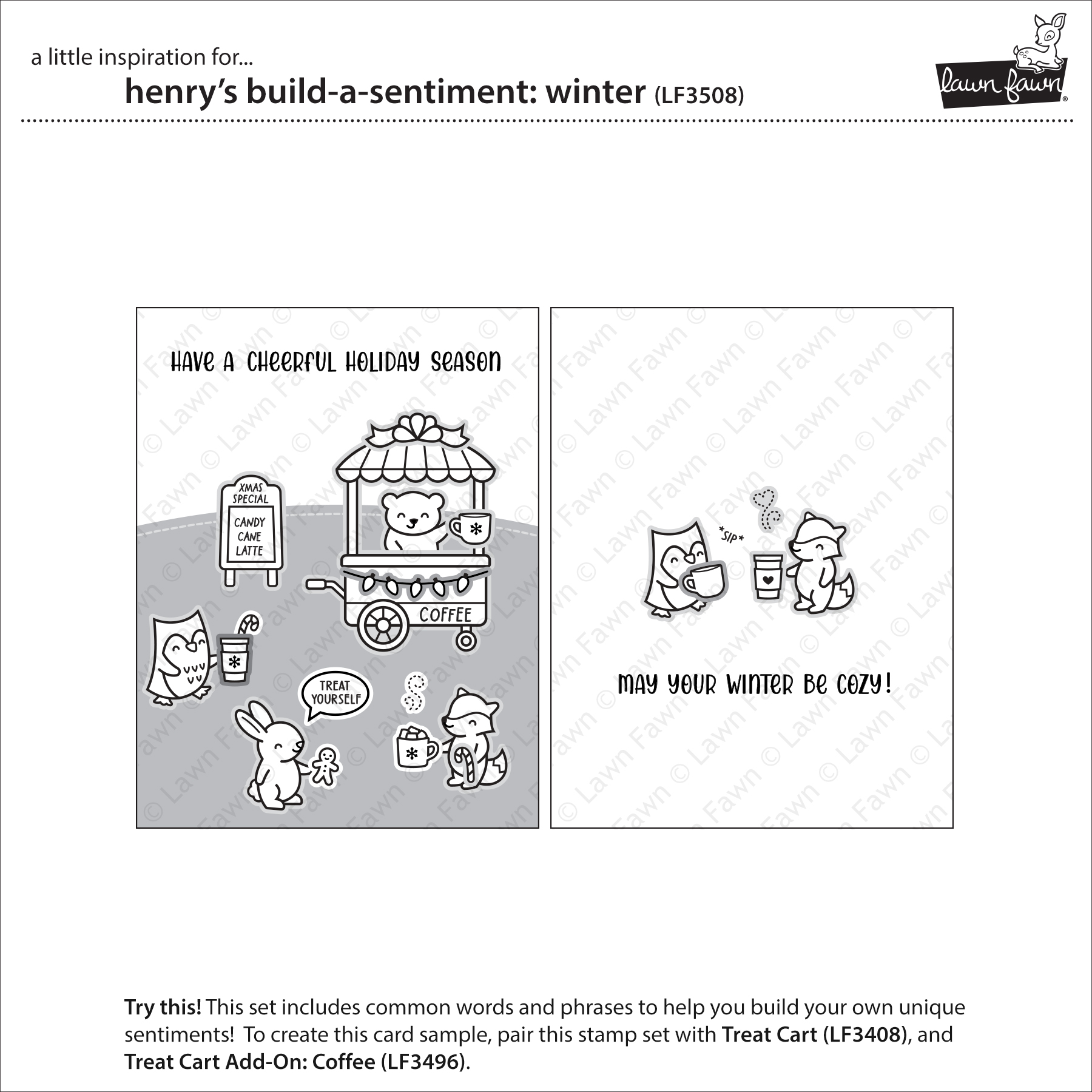 Lawn Fawn Stamp Henry’s Build-a-sentiment Winter