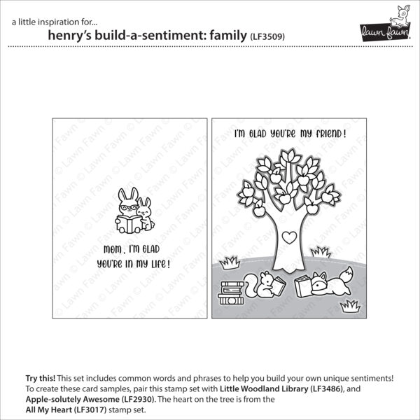 Lawn Fawn Stamp Henry's Build-a-sentiment Family