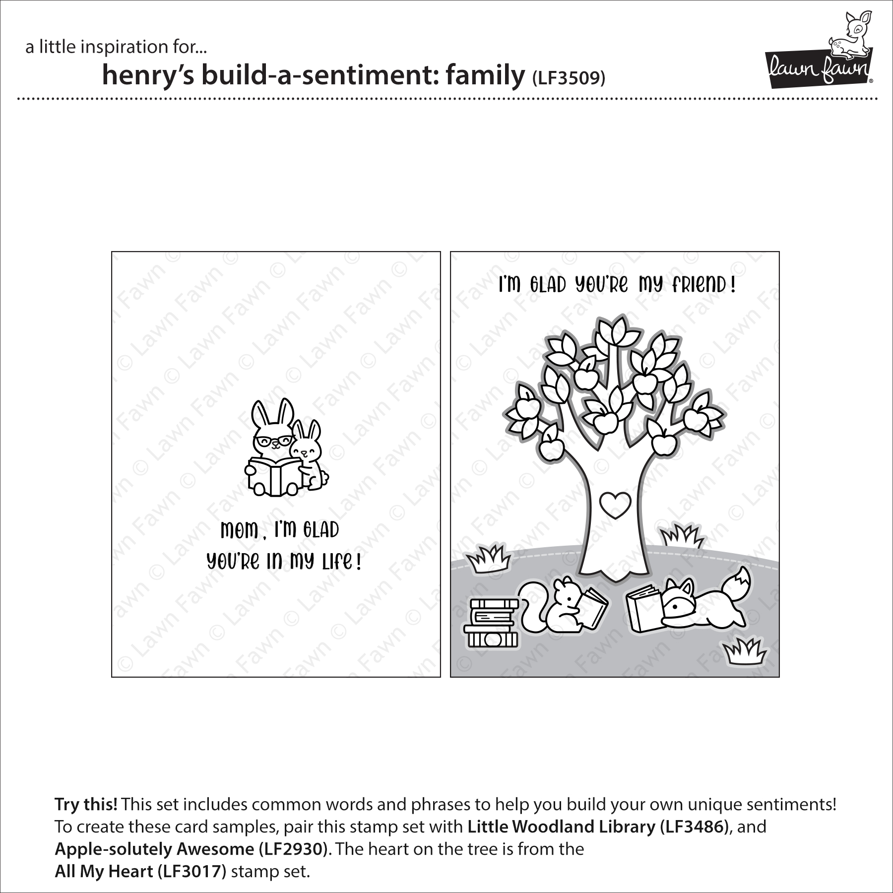 Lawn Fawn Stamp Henry’s Build-a-sentiment Family