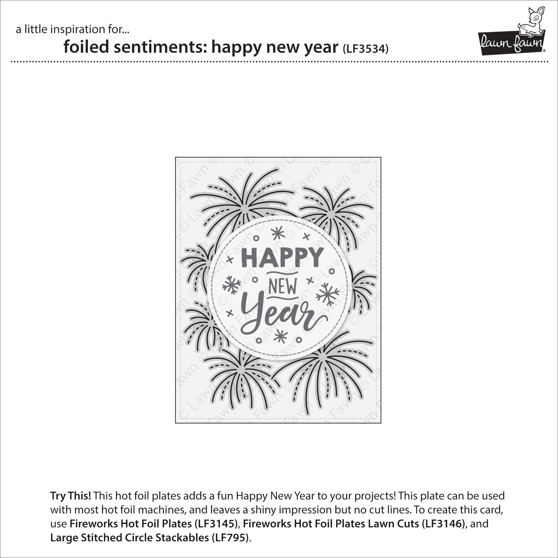 Lawn Fawn HF Plate Foiled Sentiments Happy New Year