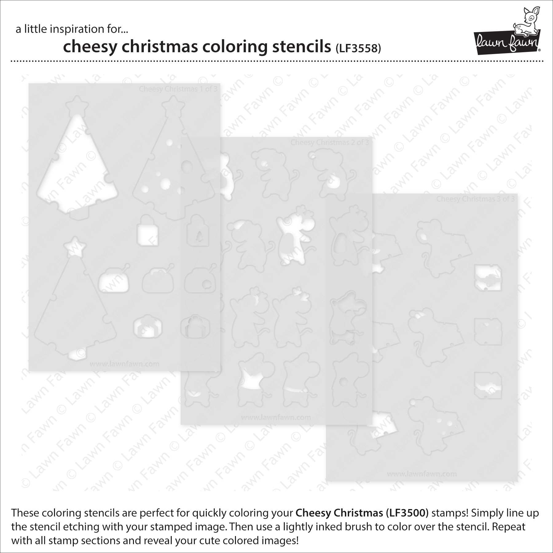 Lawn Fawn Stencil Cheesy Christmas Coloring