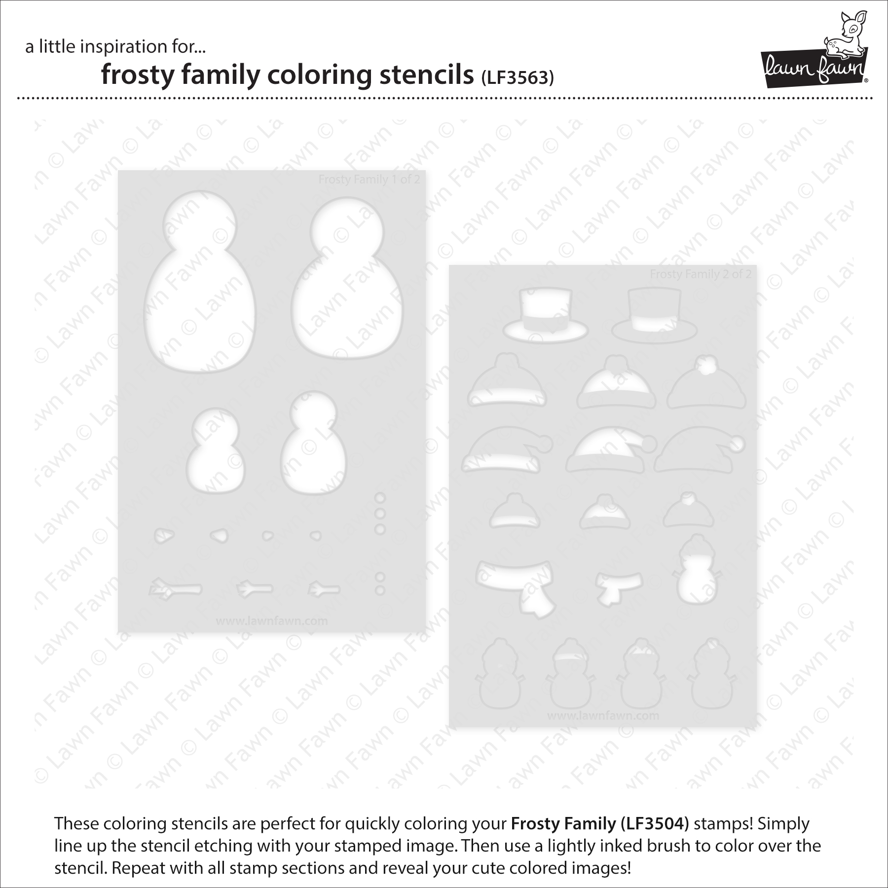 Lawn Fawn Stencil Frosty Family Coloring