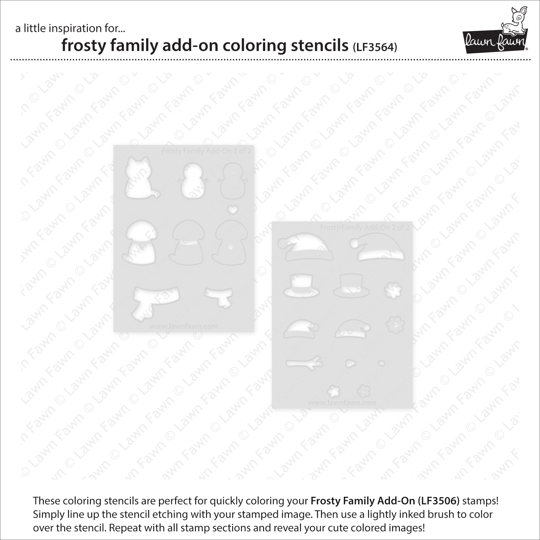 Lawn Fawn Stencil Frosty Family Add-on Coloring