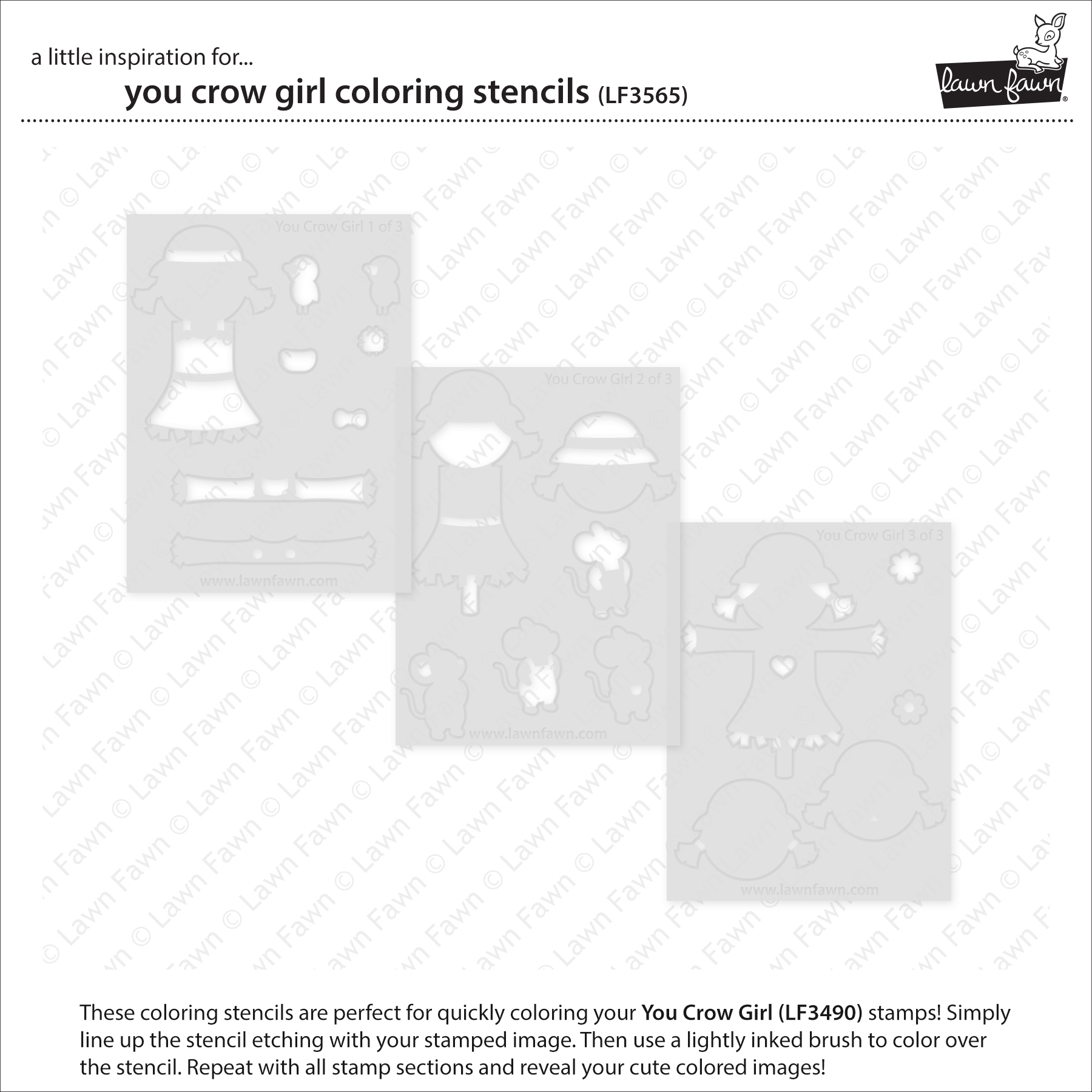 Lawn Fawn Stencil You Crow Girl Coloring