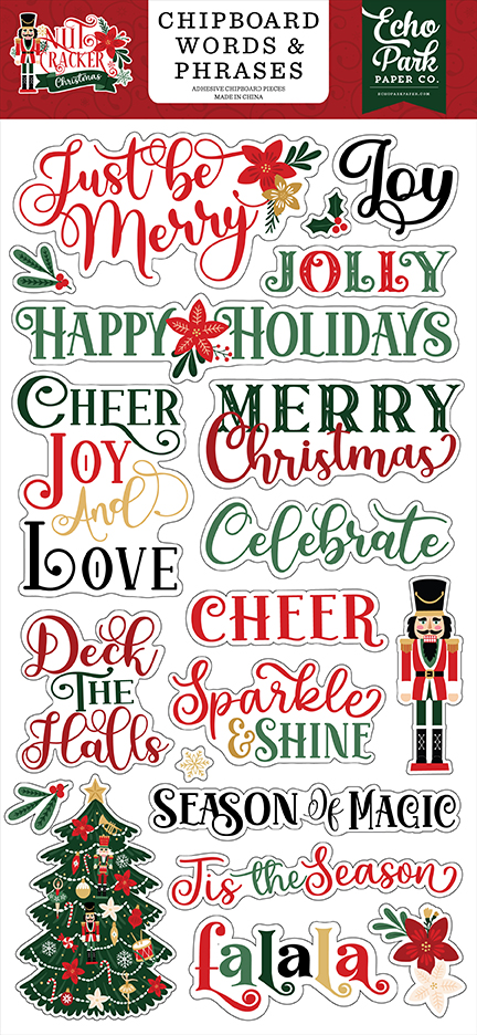 Echo Park Nutcracker Christmas 6X13 Chipboard Word & Phrases