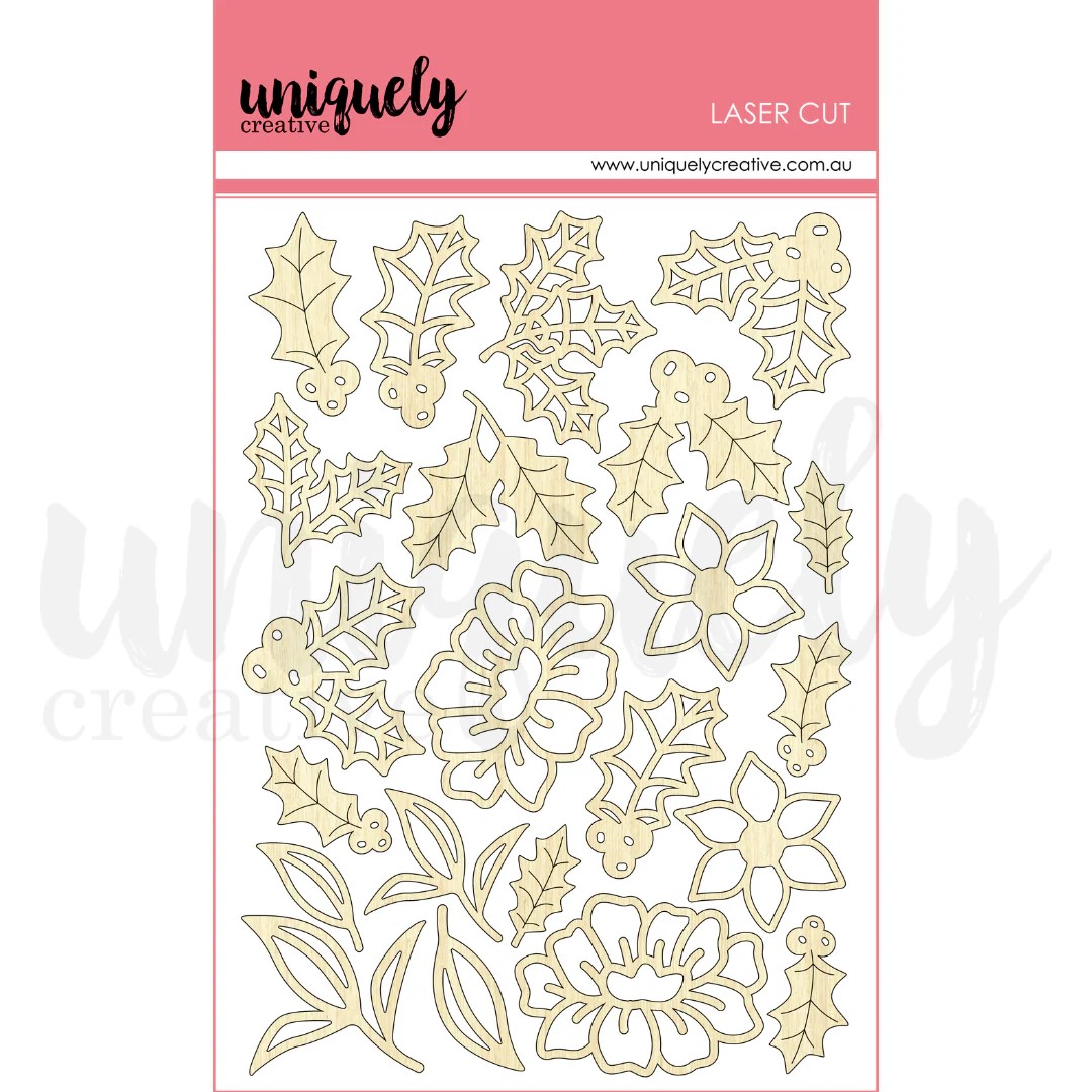 Uniquely Creative Christmas Wishes Holly Laser Cuts