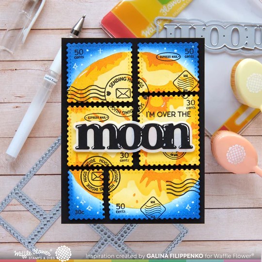 WAFFLE FLOWER STAMP SMALL SENTIMENTS MOON & STARS STAMP SET