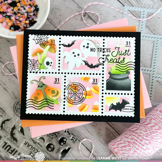 WAFFLE FLOWER STAMP POSTAGE COLLAGE SPECTACULAR