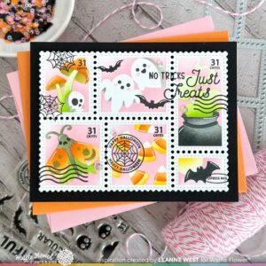 WAFFLE FLOWER STENCIL POSTAGE COLLAGE SPOOKTACULAR STENCIL