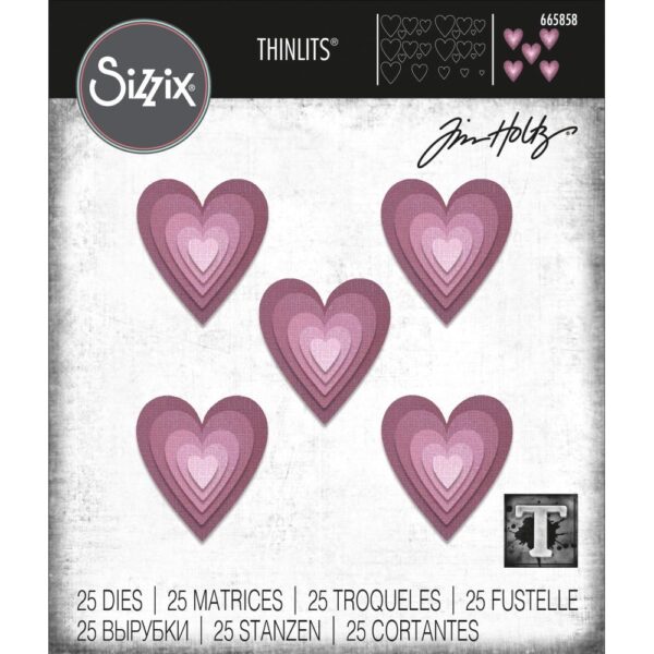 SIZZIX THINLITS STACKED TILES, HEARTS