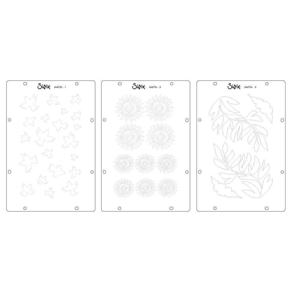 Sizzix Studio Stamps Set 5PK /3PK Stencils Ikigai By Cat Kerr