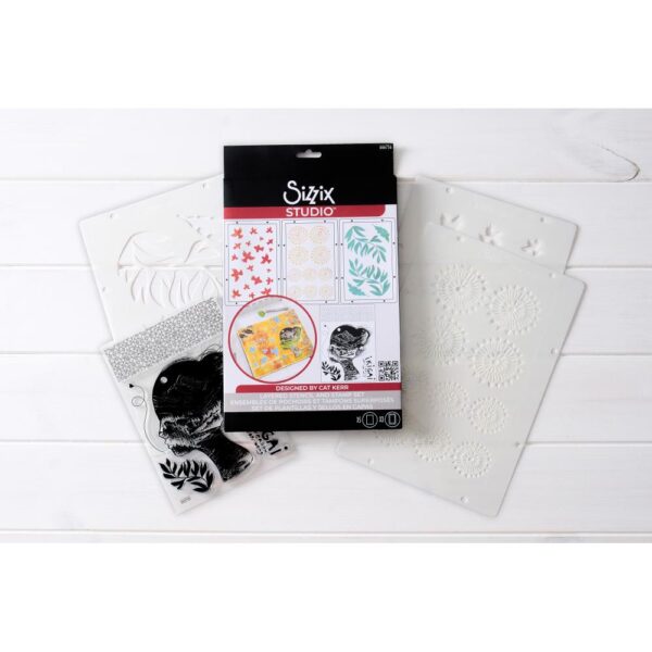 Sizzix Studio Stamps Set 5PK /3PK Stencils Ikigai By Cat Kerr