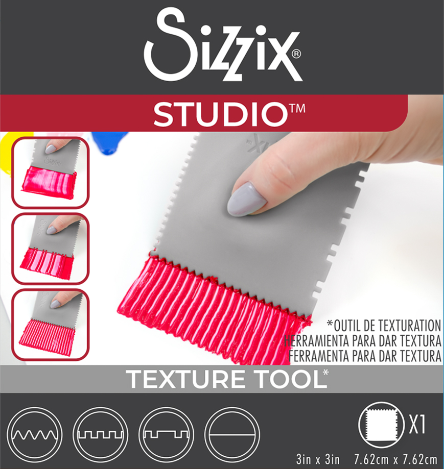 Sizzix Studio Making Tool Texture Tool, 3″ X 3″, Grey