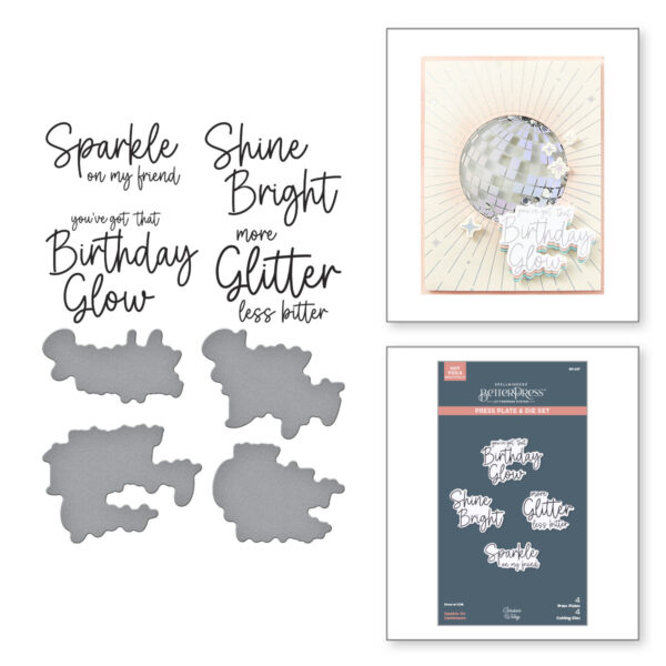 Spellbinders Sparkle On Sentiments Press Plate & Die Set From the Shine Bright Collection By Carissa Wiley