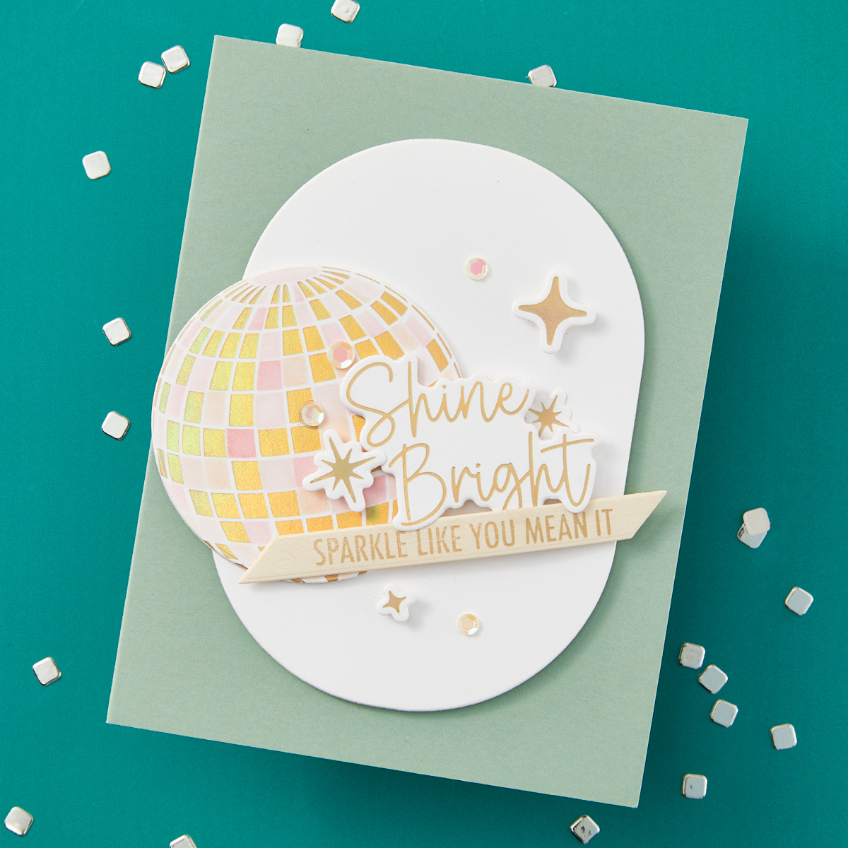 Spellbinders Sparkle On Sentiments Press Plate & Die Set From the Shine Bright Collection By Carissa Wiley