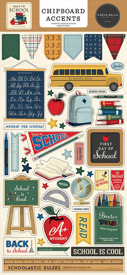 Carta Bella Back To School 6X13 Chipboard Accents