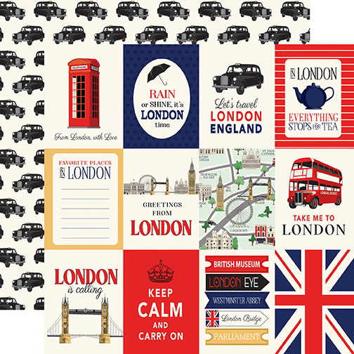 Carta Bella London 12X12 3X4 Journaling Cards