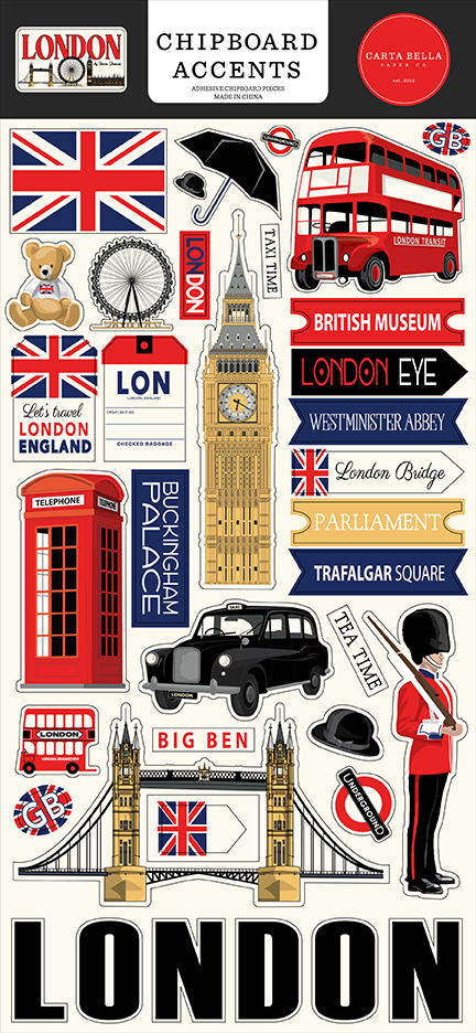 Carta Bella London 6X13 Chipboard Accents