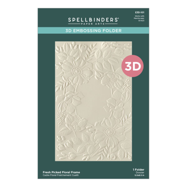 Spellbinders Fresh Picked Floral Frame 3D Embossing Folder From the Woodland Tales Collection