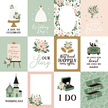 Echo Park Marry Me 12X12 3X4 Jouranling Cards