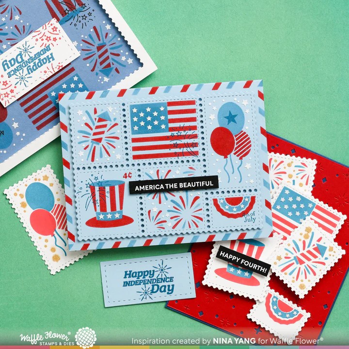 Waffle Flower PC Stamp 4th of July