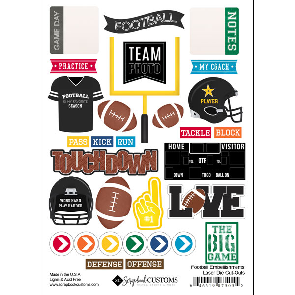 SCRAPBOOK CUSTOMS LASER DIE CUTS FOOTBALL