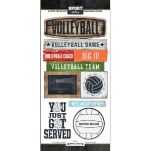 SCRAPBOOK CUSTOMS STICKER VOLLEYBALL WOOD