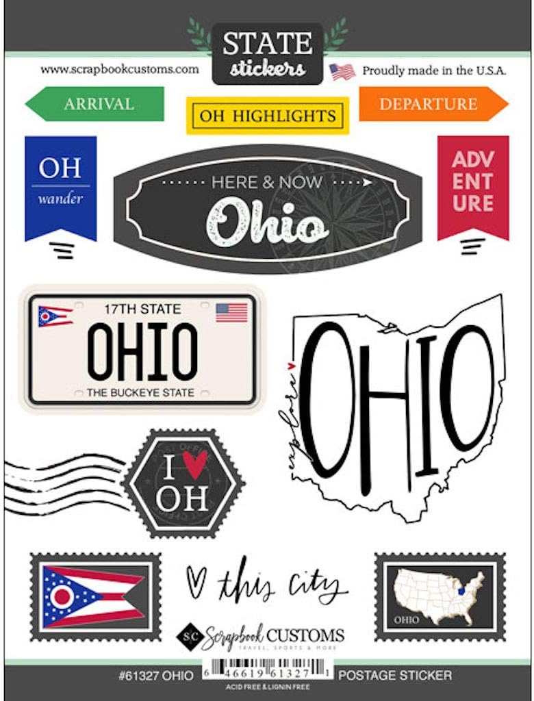 SCRAPBOOK CUSTOMS STATE STICKER OHIO POSTAGE