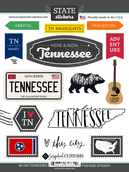 SCRAPBOOK CUSTOMS STATE STICKER TENNESSEE POSTAGE