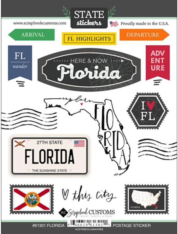 SCRAPBOOK CUSTOMS STATE STICKER FLORIDA POSTAGE